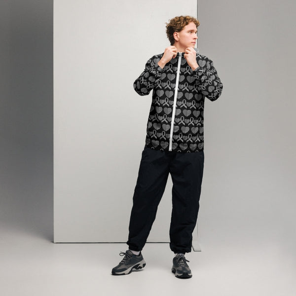 Men's Solid Brain Cancer Windbreaker - JohnVsGBMBlackXS