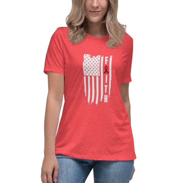 Multiple Myeloma Women's Flag Tee - JohnVsGBMHeather RedS