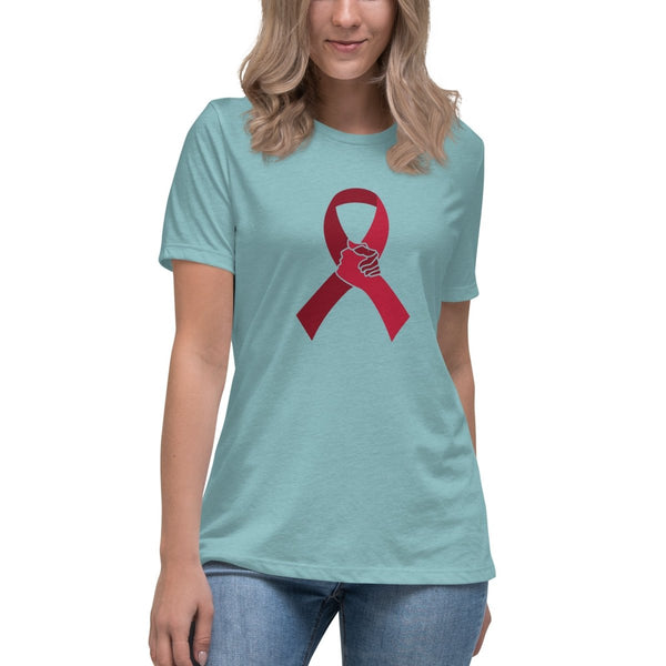 Multiple Myeloma Women's Ribbon Hand Tee - JohnVsGBMHeather Blue LagoonS