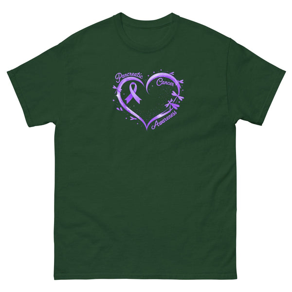 Pancreatic Cancer Purple Heart with Ribbon Classic Tee - JohnVsGBMForest GreenS