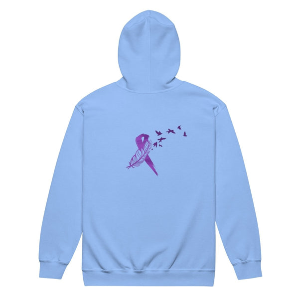 Pancreatic Cancer Zip Up Survivor Hoodie - JohnVsGBMCarolina BlueS