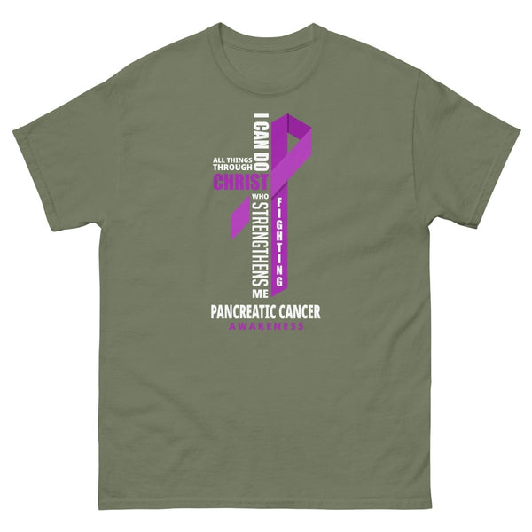 Pancreatic Through Christ Tee - JohnVsGBMMilitary GreenS
