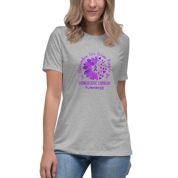 Pancreatic Women's Flower Tee - JohnVsGBMAthletic HeatherS