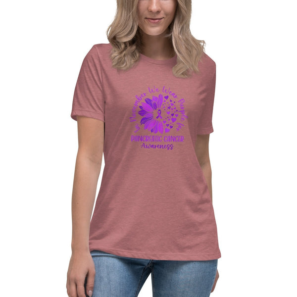 Pancreatic Women's Flower Tee - JohnVsGBMHeather MauveS