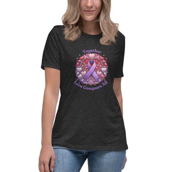Pancreatic Women's Heart Love Tee - JohnVsGBMDark Grey HeatherS