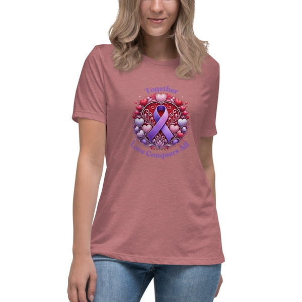 Pancreatic Women's Heart Love Tee - JohnVsGBMHeather MauveS