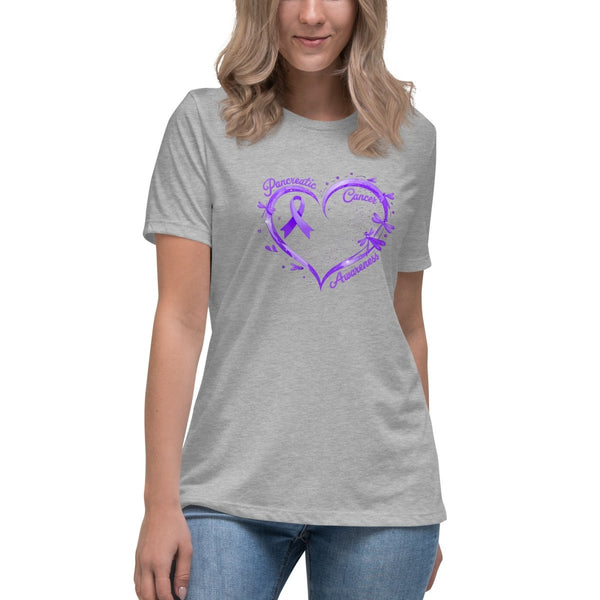 Pancreatic Women's Heart Tee - JohnVsGBMAthletic HeatherS
