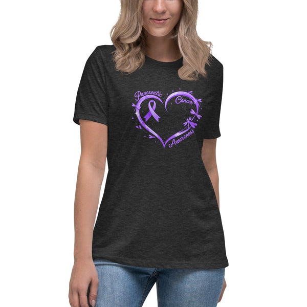 Pancreatic Women's Heart Tee - JohnVsGBMDark Grey HeatherS