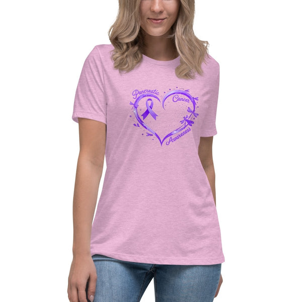 Pancreatic Women's Heart Tee - JohnVsGBMHeather Prism LilacS
