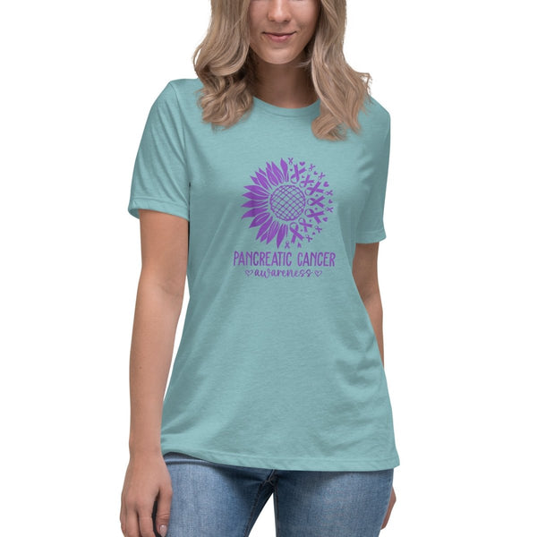 Pancreatic Women's Sunflower Tee - JohnVsGBMHeather Blue LagoonS