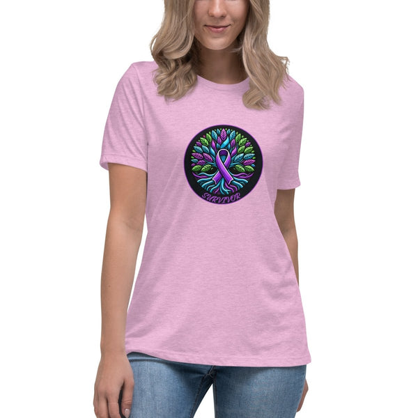 Pancreatic Women's Tree of Life Tee - JohnVsGBMHeather Prism LilacS
