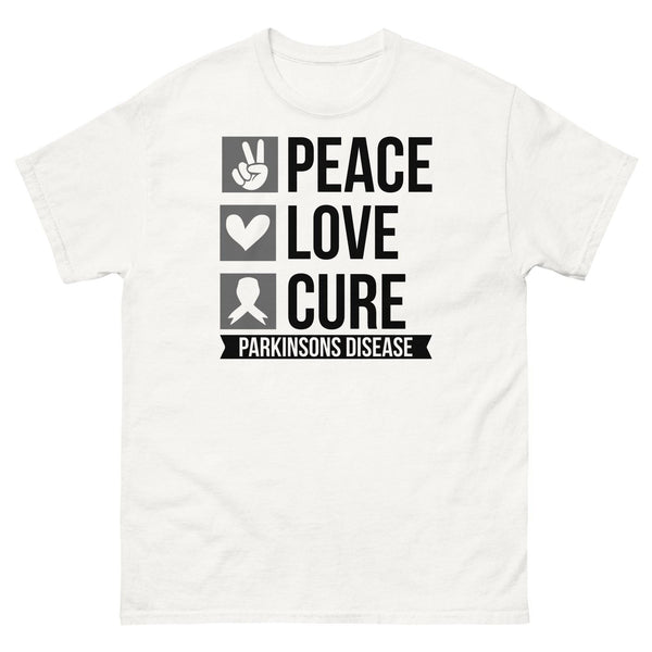Parkinsons Awareness Peace, Love, Cure Classic Tee - JohnVsGBMWhiteS
