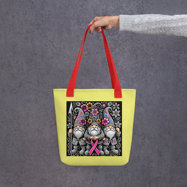 Pink Ribbon on Yellow Tote Bag - JohnVsGBMRed