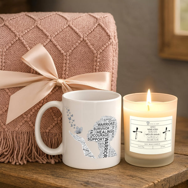Waymaker Candle with Mug & Blanket Gift Set - JohnVsGBMCinnamon VanillaBlush