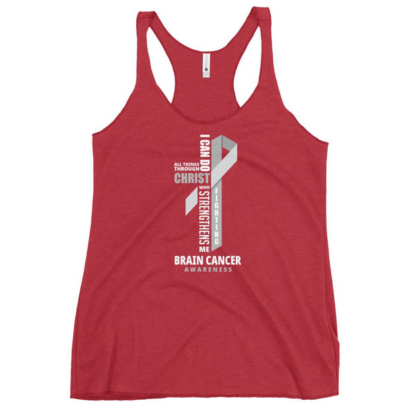 Women's Brain Cancer Christ Tank Top - JohnVsGBMVintage RedXS
