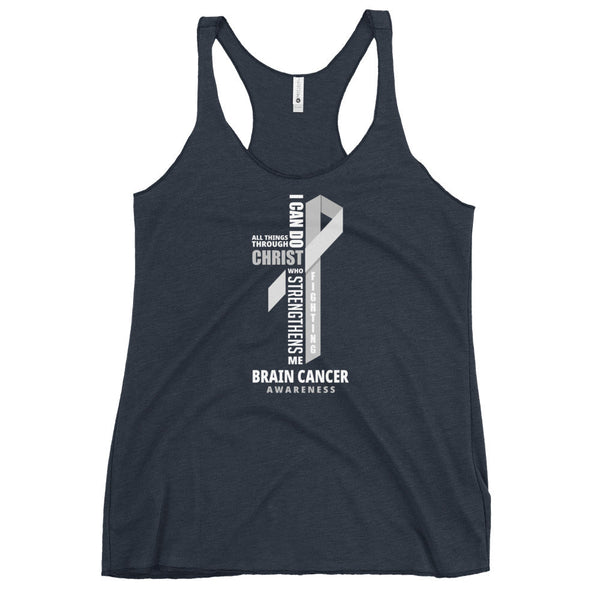 Women's Brain Cancer Christ Tank Top - JohnVsGBMVintage NavyXS