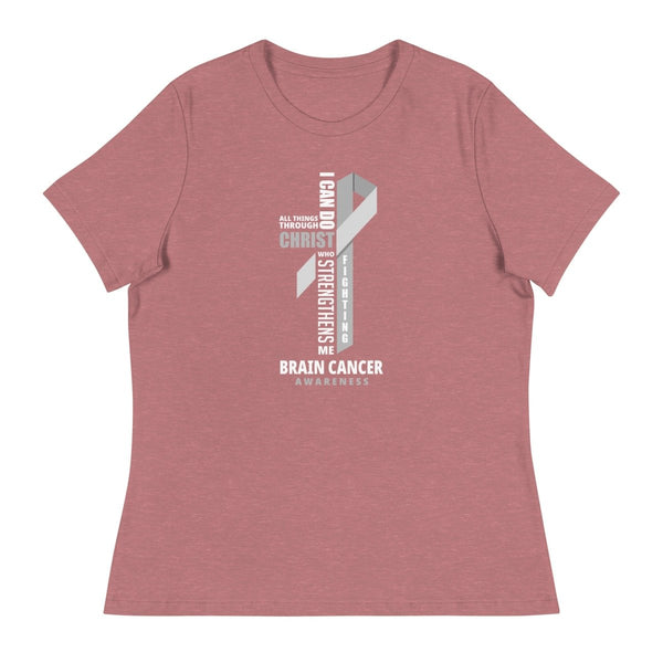 Women's Brain Cancer Through Christ Tee - JohnVsGBMHeather MauveS