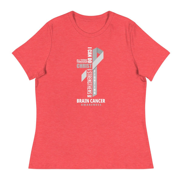 Women's Brain Cancer Through Christ Tee - JohnVsGBMHeather RedS