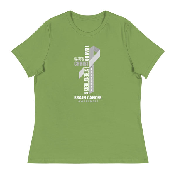 Women's Brain Cancer Through Christ Tee - JohnVsGBMLeafS