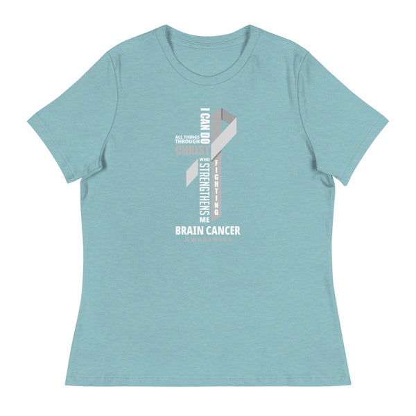 Women's Brain Cancer Through Christ Tee - JohnVsGBMHeather Blue LagoonS
