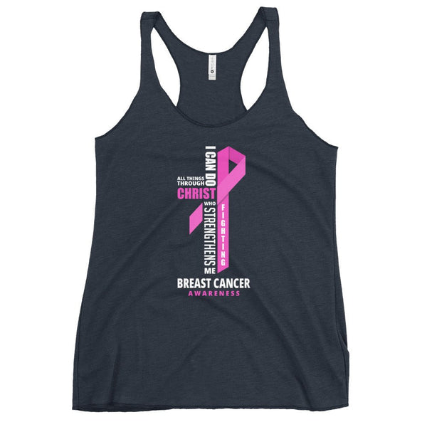 Women's Breast Cancer Christ Tank Top - JohnVsGBMVintage NavyXS