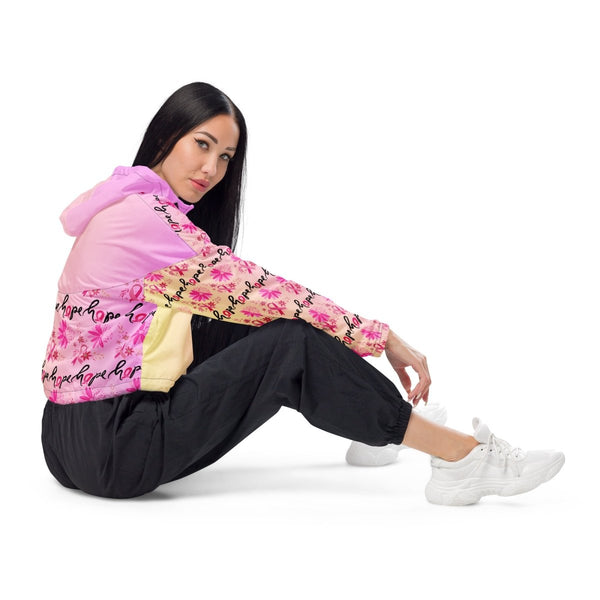 Women’s Breast Cancer Multi Cropped Windbreaker - JohnVsGBMBlackXS