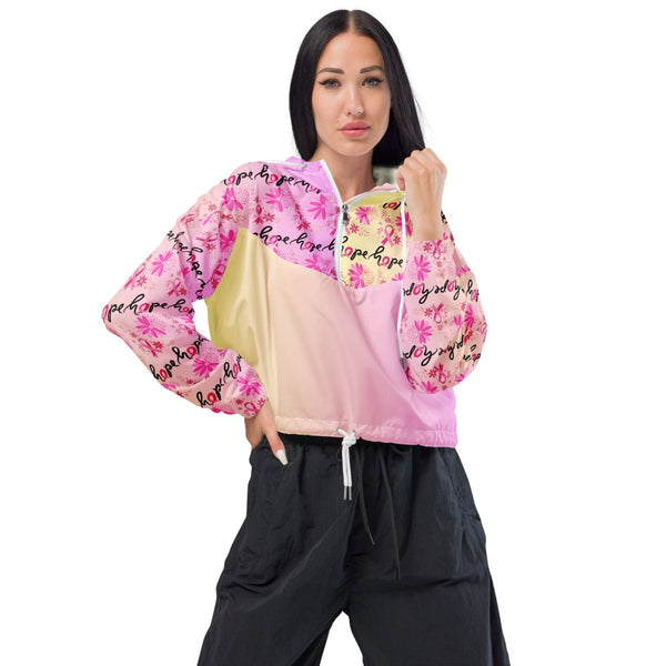 Women’s Breast Cancer Multi Cropped Windbreaker - JohnVsGBMWhiteXS