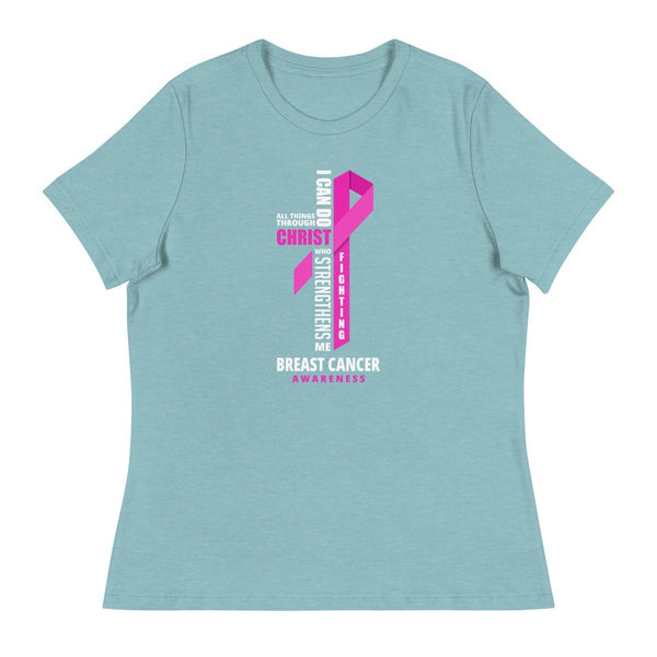 Women's Breast Cancer Through Christ Tee - JohnVsGBMHeather Blue LagoonS