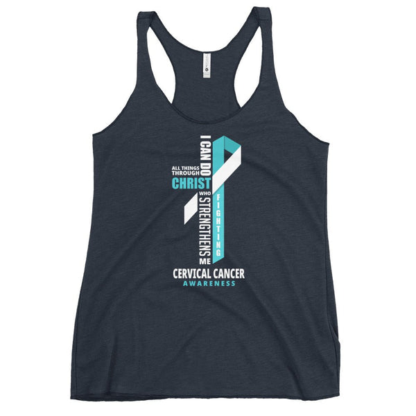 Women's Cervical Cancer Christ Tank Top - JohnVsGBMVintage NavyXS