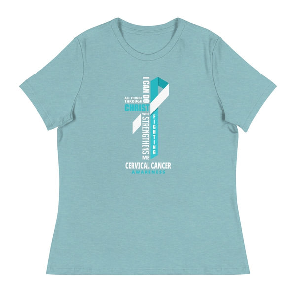 Women's Cervical Cancer Through Christ Tee - JohnVsGBMHeather Blue LagoonS