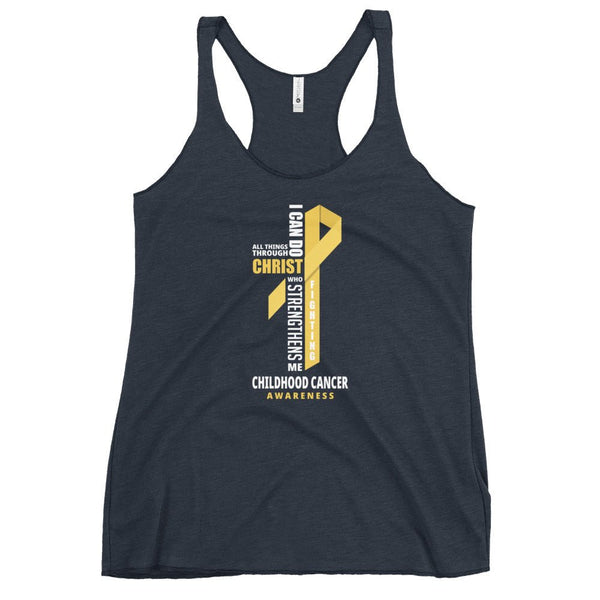Women's Childhood Cancer Christ Tank Top - JohnVsGBMVintage NavyXS