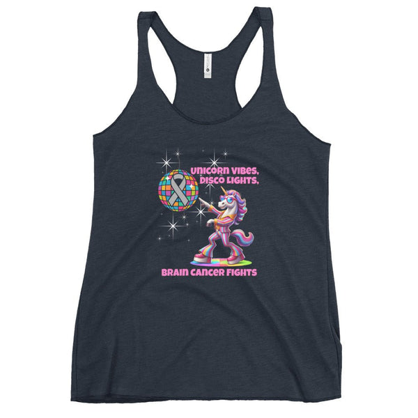 Women's Disco Brain Cancer Vibes Tank Top - JohnVsGBMVintage NavyXS