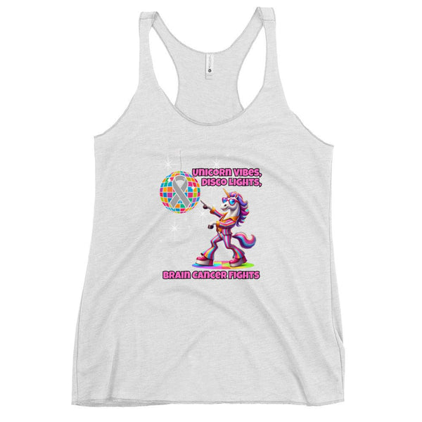 Women's Disco Brain Cancer Vibes Tank Top - JohnVsGBMHeather WhiteXS