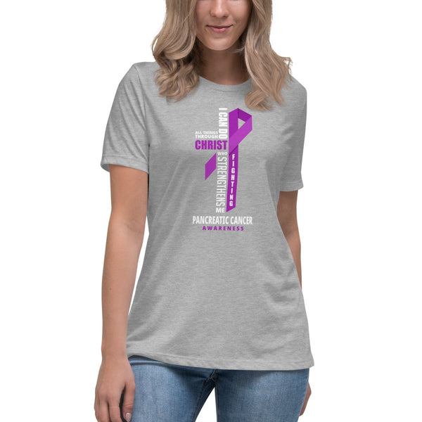 Women's Pancreatic Cancer Through Christ Tee - JohnVsGBMAthletic HeatherS