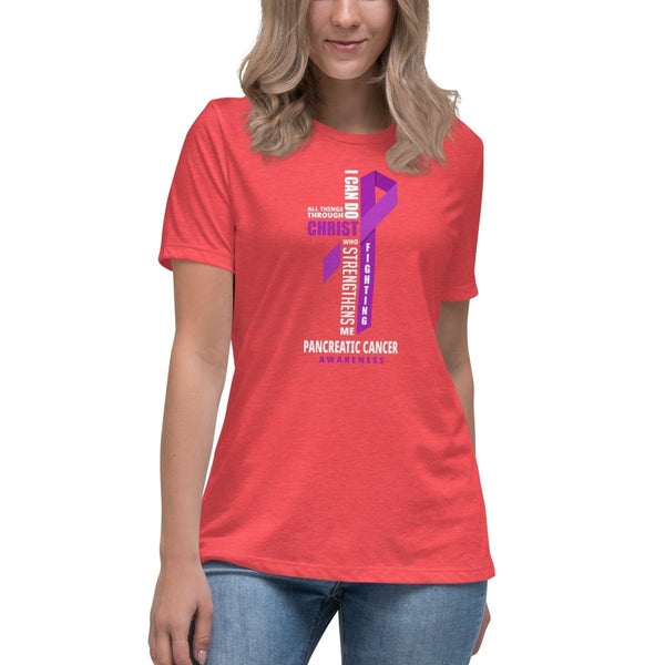 Women's Pancreatic Cancer Through Christ Tee - JohnVsGBMHeather RedS