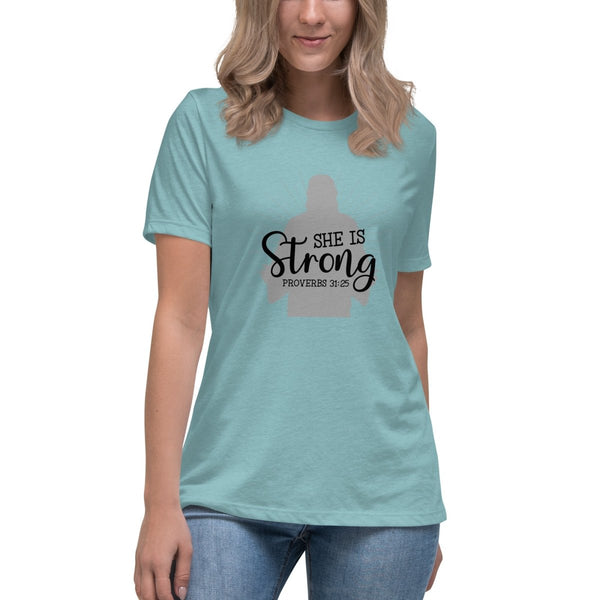 Women's She is Strong Tee - JohnVsGBMHeather Blue LagoonS