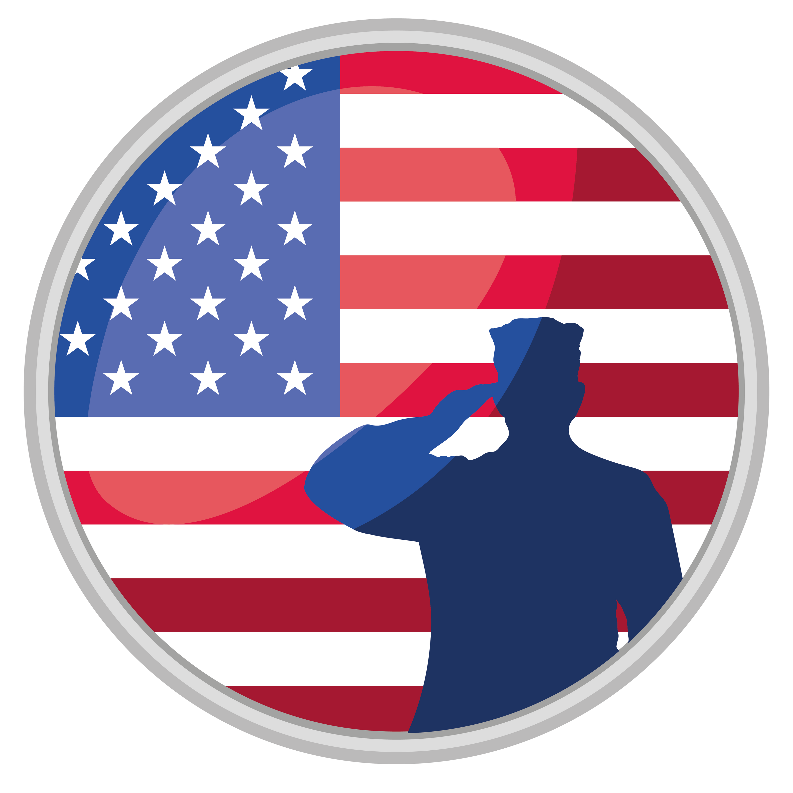 Patriotic logo with a saluting soldier against the American flag, symbolizing support for U.S. veterans. Johnathan is a U.S. Navy veteran.