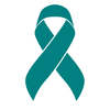 Bold teal Ovarian Cancer awareness ribbon with the word ‘ALL’ in front, symbolizing support for all Ovarian Cancer fighters, survivors, and advocates.