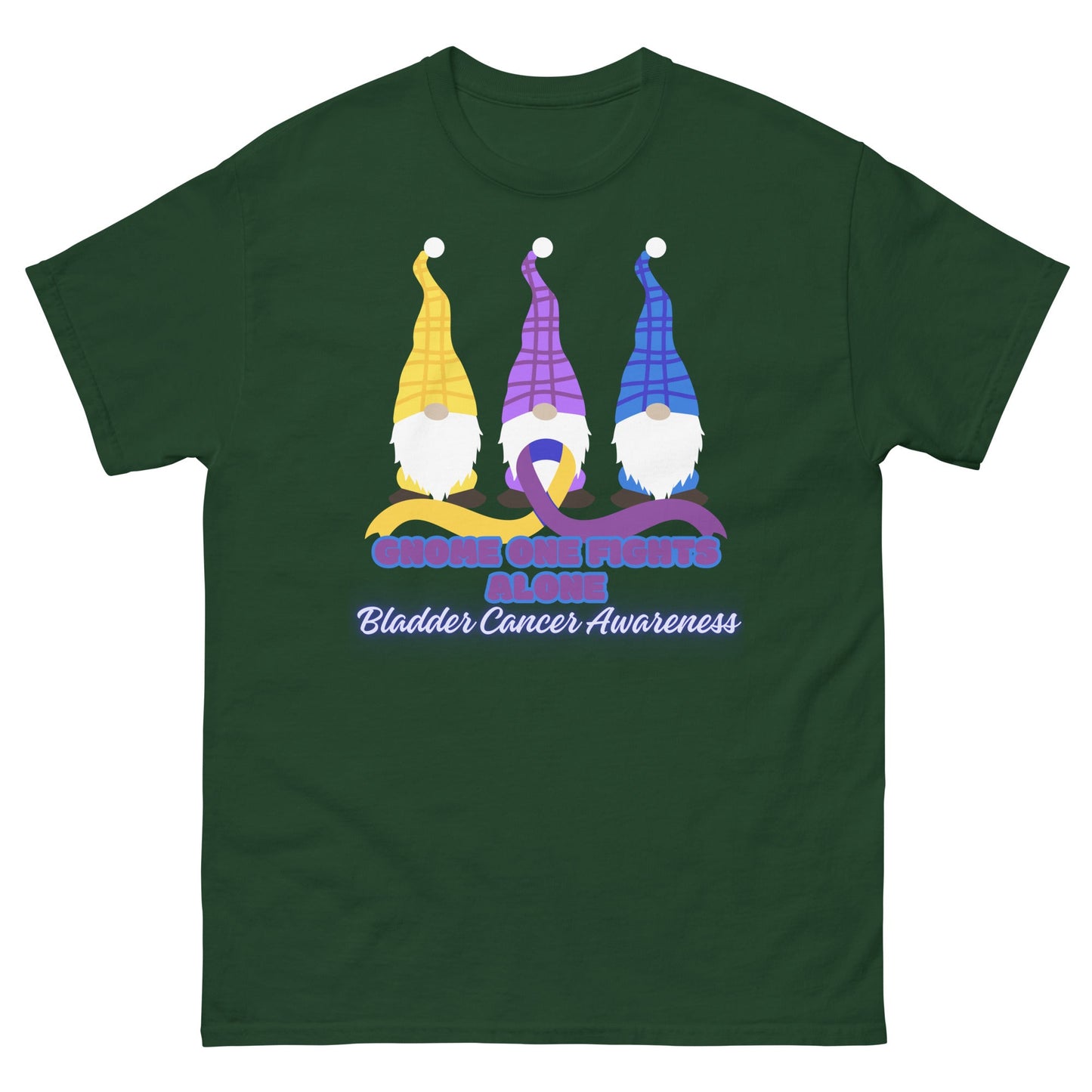 Bladder Cancer Awareness Gnome Tee - JohnVsGBMForest GreenS