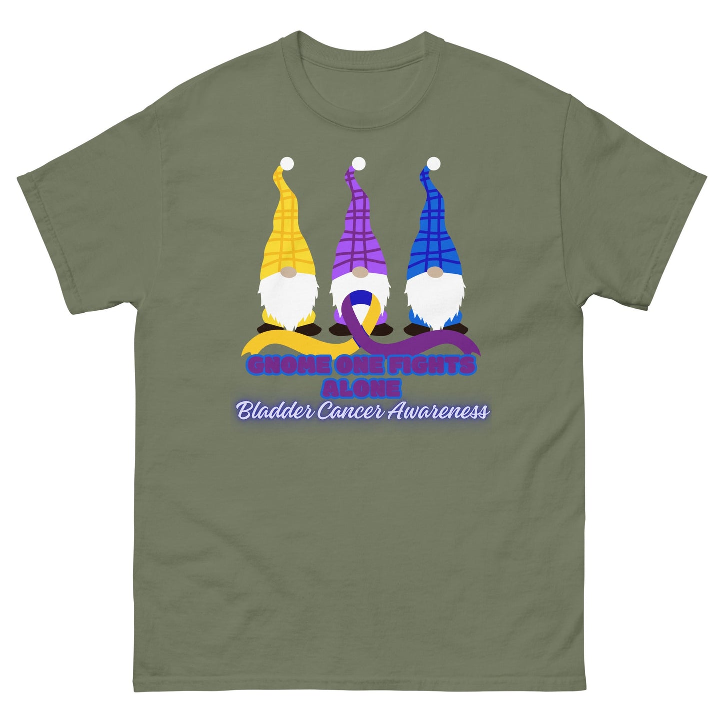 Bladder Cancer Awareness Gnome Tee - JohnVsGBMMilitary GreenS