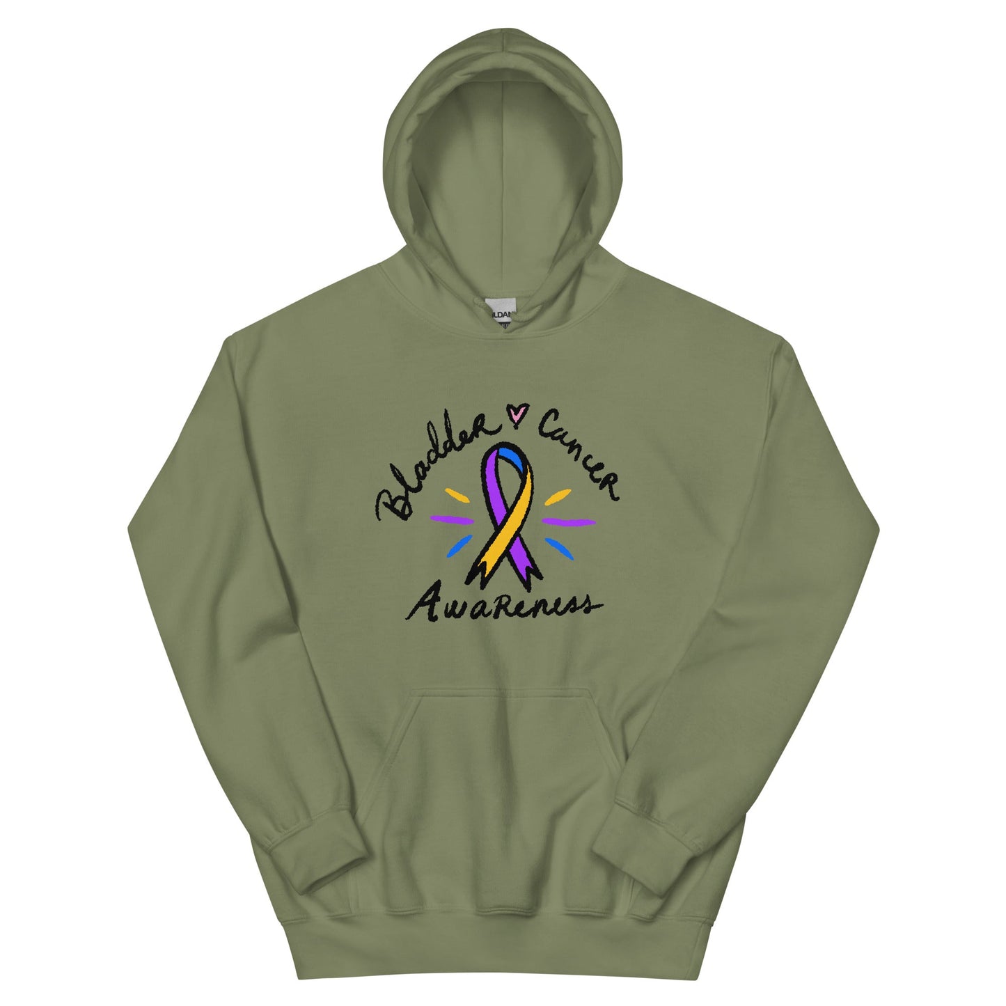 Bladder Cancer Awareness Ribbon Hoodie - JohnVsGBMMilitary GreenS