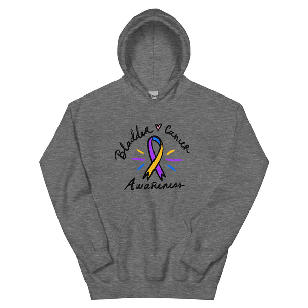 Bladder Cancer Awareness Ribbon Hoodie - JohnVsGBMGraphite HeatherS