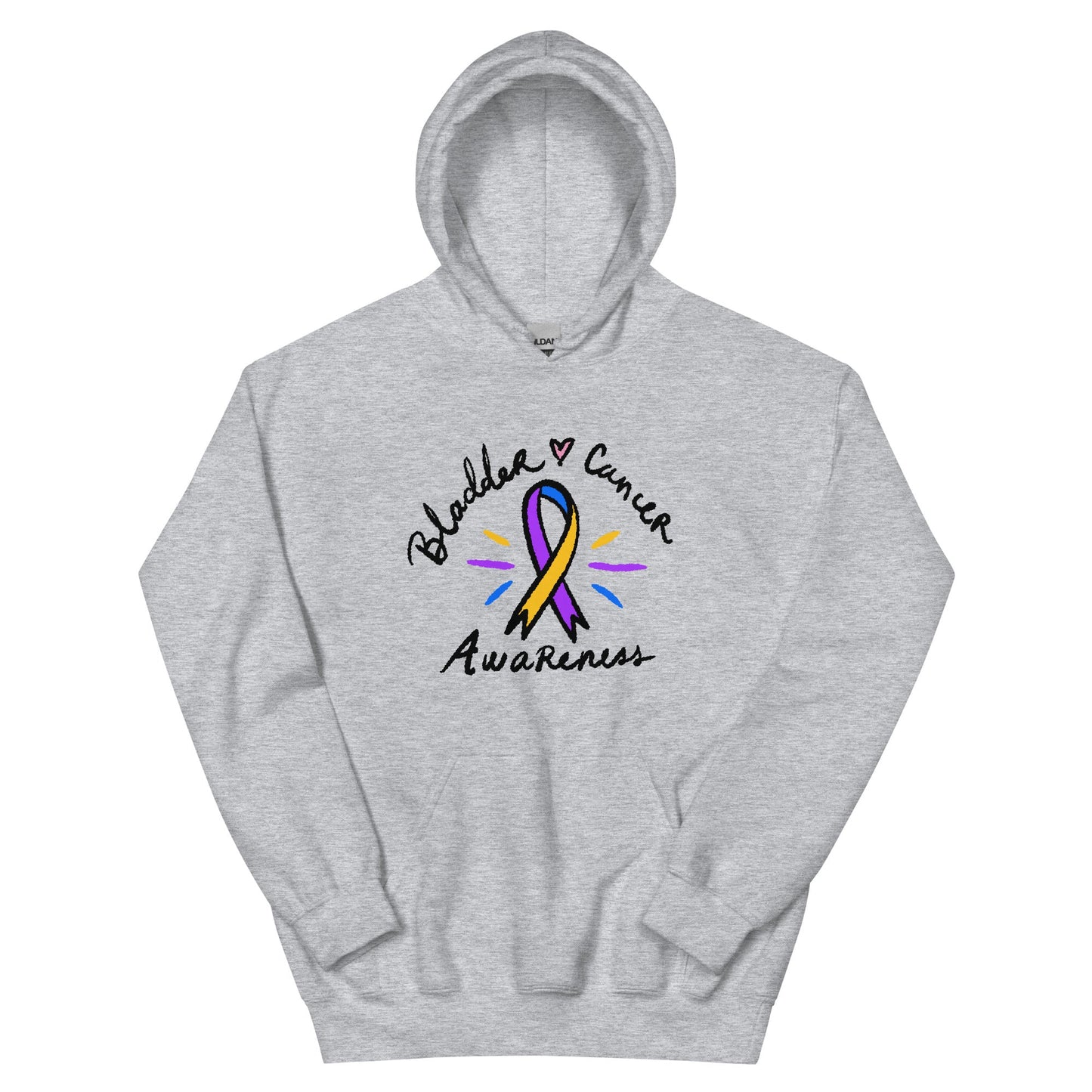 Bladder Cancer Awareness Ribbon Hoodie - JohnVsGBMSport GreyS