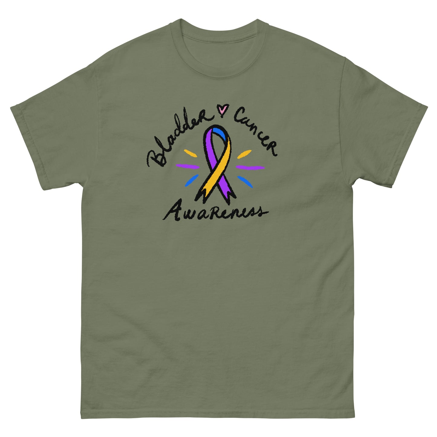 Bladder Cancer Awareness Ribbon Tee - JohnVsGBMMilitary GreenS