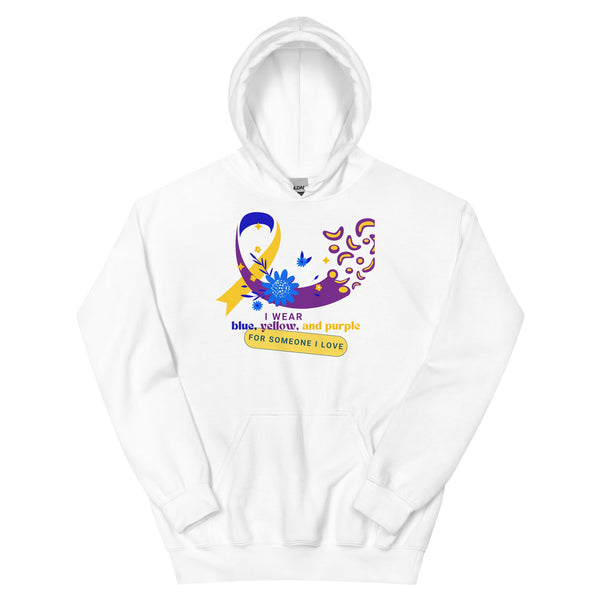 Bladder Cancer Blue Yellow Purple Ribbon Hoodie - JohnVsGBMWhiteS