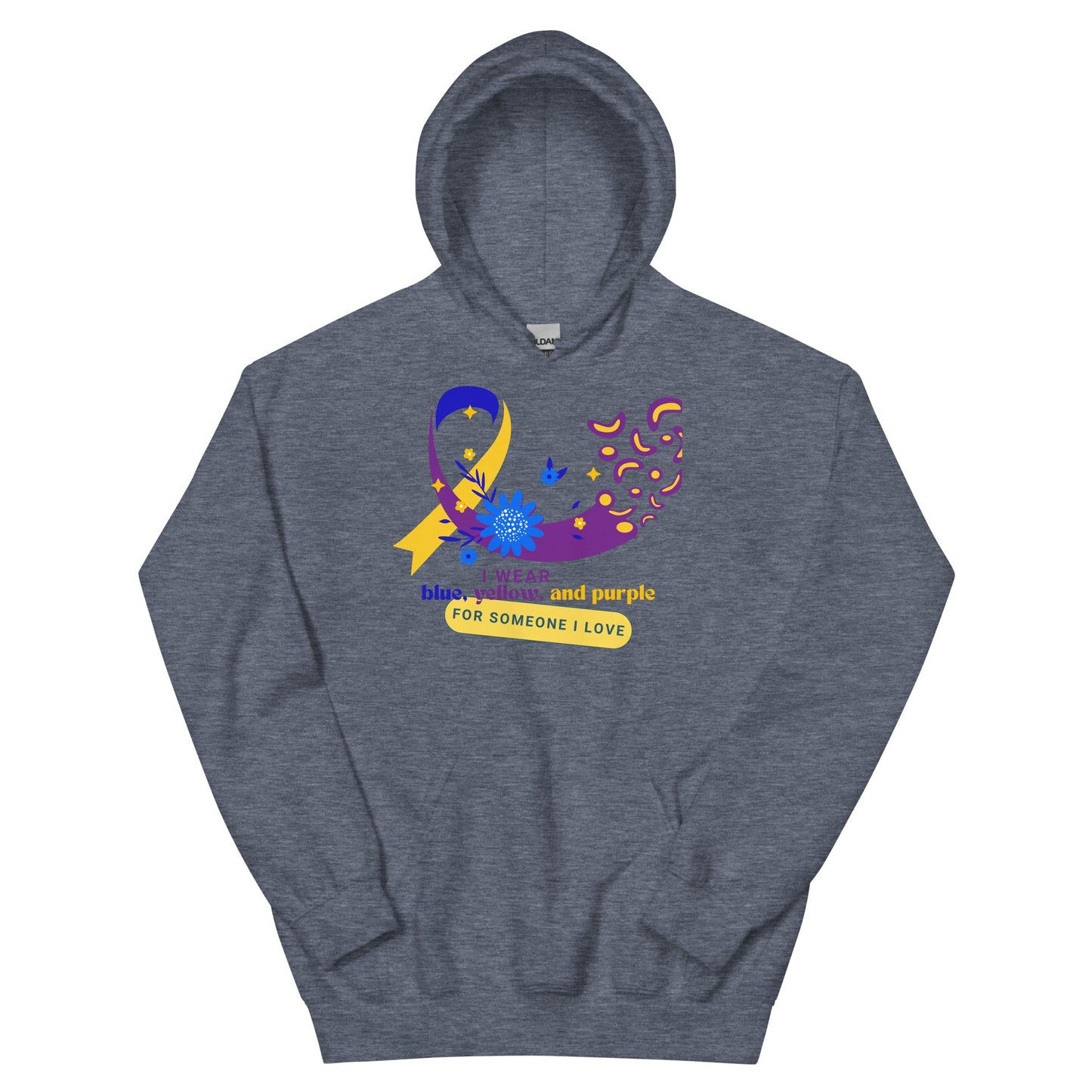 Bladder Cancer Blue Yellow Purple Ribbon Hoodie - JohnVsGBMHeather Sport Dark NavyS