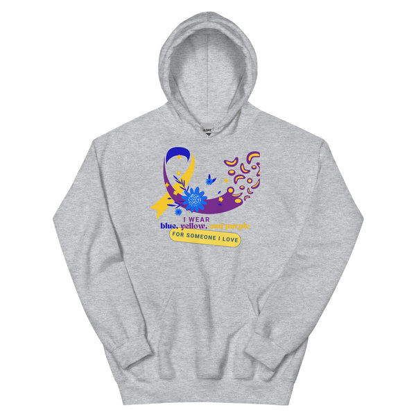 Bladder Cancer Blue Yellow Purple Ribbon Hoodie - JohnVsGBMSport GreyS