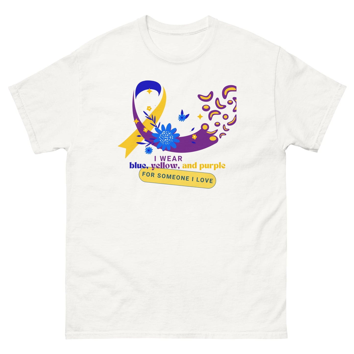 Bladder Cancer Blue Yellow Purple Ribbon Tee - JohnVsGBMWhiteS