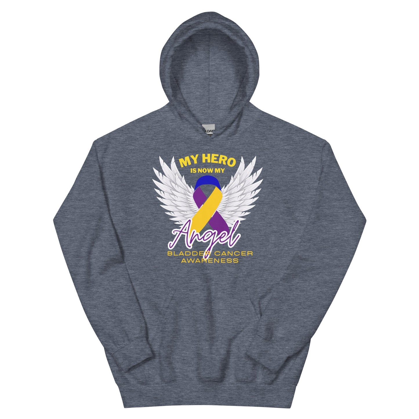 Bladder Cancer My Hero Is Now an Angel Hoodie - JohnVsGBMHeather Sport Dark NavyS