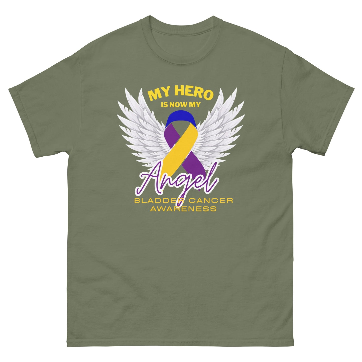 Bladder Cancer My Hero Is Now an Angel Tee - JohnVsGBMMilitary GreenS